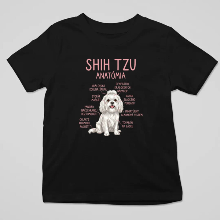 Shih Tzu – anatómia - detské tričko s potlačou