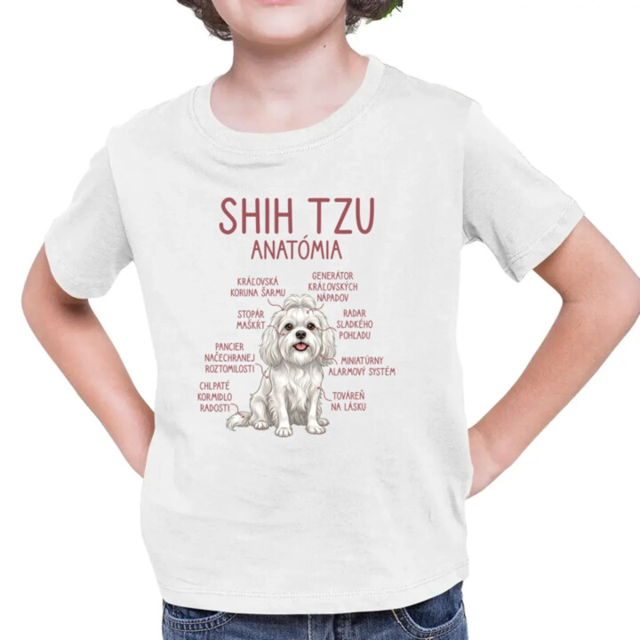 Shih Tzu – anatómia - detské tričko s potlačou
