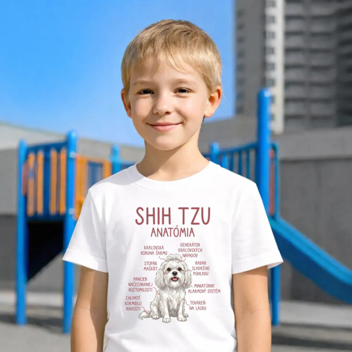 Shih Tzu – anatómia - detské tričko s potlačou