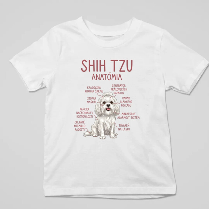 Shih Tzu – anatómia - detské tričko s potlačou
