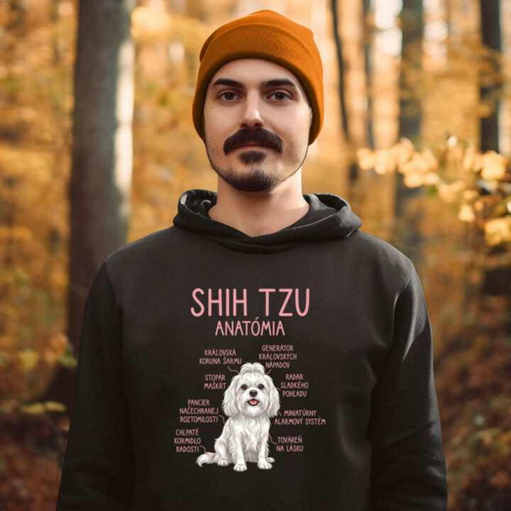 Shih Tzu – anatómia  - pánska mikina s potlačou