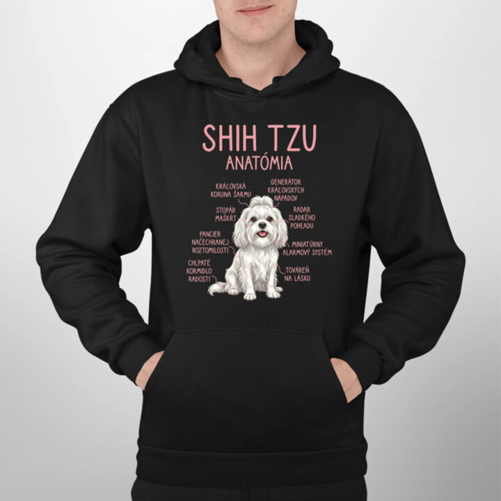 Shih Tzu – anatómia  - pánska mikina s potlačou