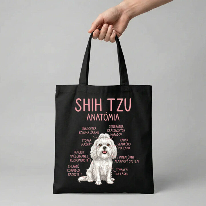 Shih Tzu – anatómia - taška s potlačou