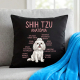 Shih Tzu – anatómia - čierny vankúš s potlačou