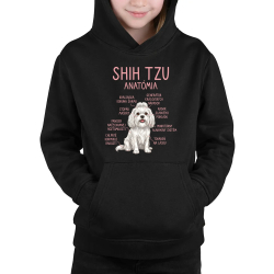 Shih Tzu – anatómia - detská mikina s kapucňou