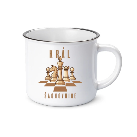 Kráľ šachovnice  - smaltovaný hrnček s potlačou