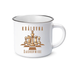 Královna šachovnice  - smaltovaný hrnček s potlačou