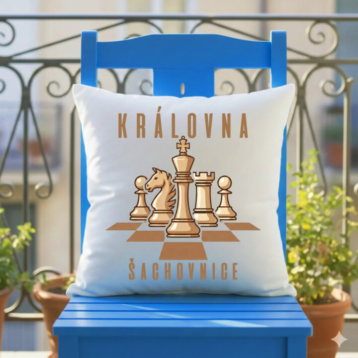 Královna šachovnice - vankúš s potlačou