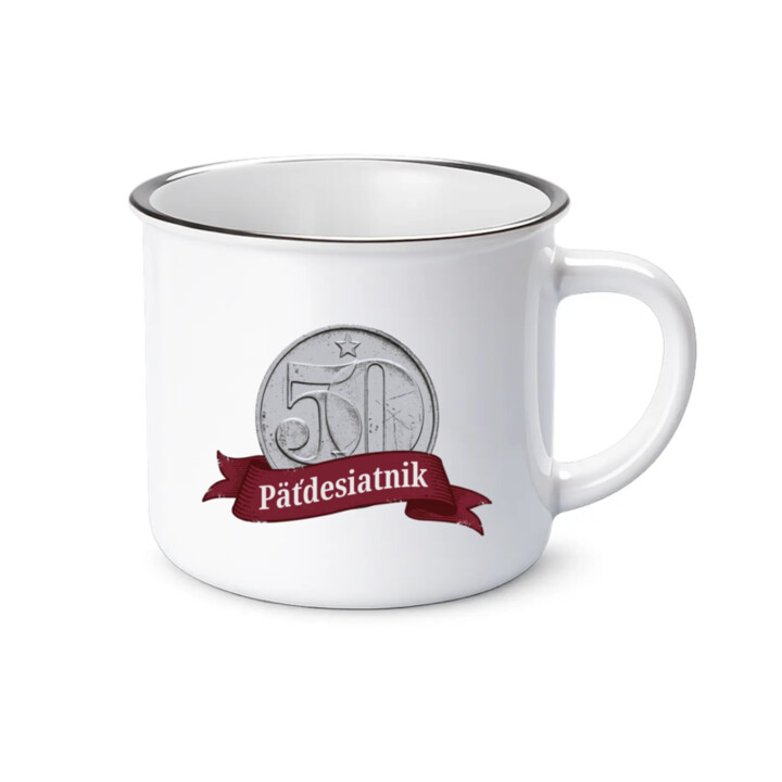 Päťdesiatnik  - smaltovaný hrnček s potlačou