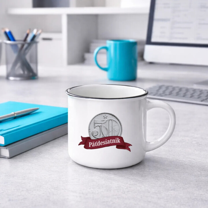 Päťdesiatnik  - smaltovaný hrnček s potlačou