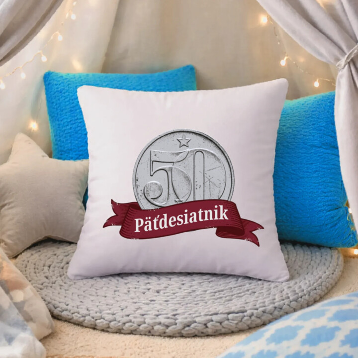 Päťdesiatnik - vankúš s potlačou