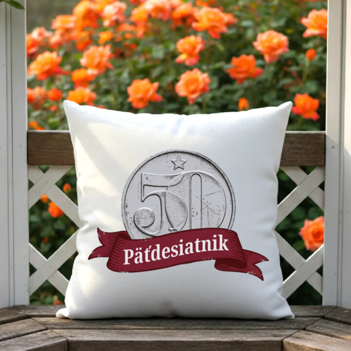 Päťdesiatnik - vankúš s potlačou