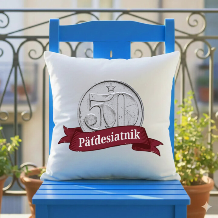 Päťdesiatnik - vankúš s potlačou