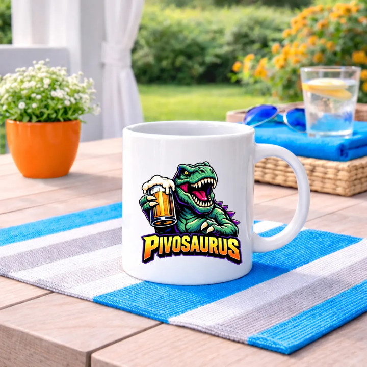 Pivosaurus - keramický hrnček s potlačou