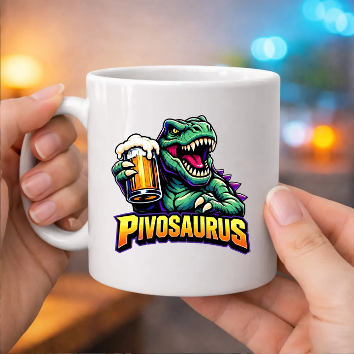 Pivosaurus - keramický hrnček s potlačou