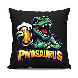 Pivosaurus - čierny vankúš s potlačou