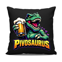 Pivosaurus - čierny vankúš s potlačou