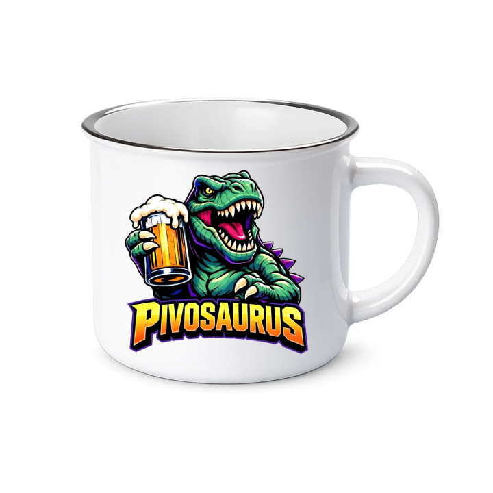 Pivosaurus  - smaltovaný hrnček s potlačou
