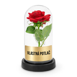 Večná ruža pod skleneným poklopom s gravírovaním - produkt s vlastnou potlačou