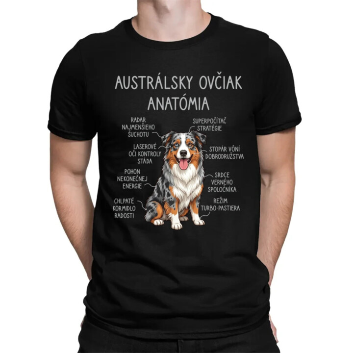 Austrálsky ovčiak – anatómia - pánske tričko s potlačou