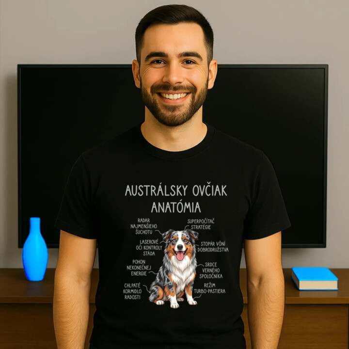 Austrálsky ovčiak – anatómia - pánske tričko s potlačou