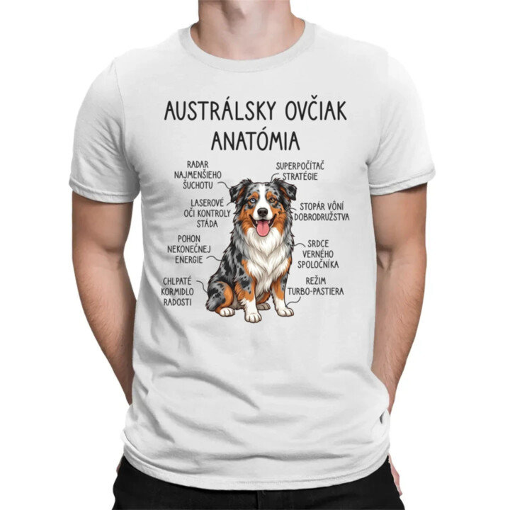 Austrálsky ovčiak – anatómia - pánske tričko s potlačou