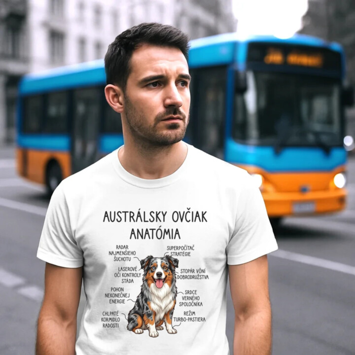 Austrálsky ovčiak – anatómia - pánske tričko s potlačou
