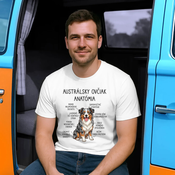 Austrálsky ovčiak – anatómia - pánske tričko s potlačou