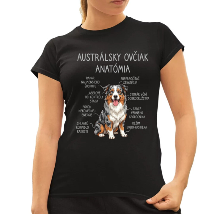Austrálsky ovčiak – anatómia - dámske tričko s potlačou