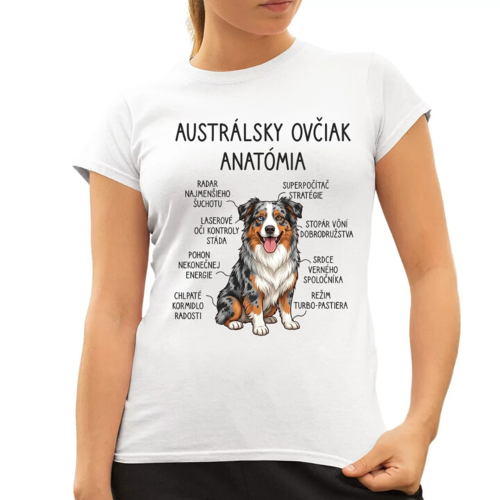 Austrálsky ovčiak – anatómia - dámske tričko s potlačou