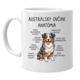 Austrálsky ovčiak – anatómia - keramický hrnček s potlačou