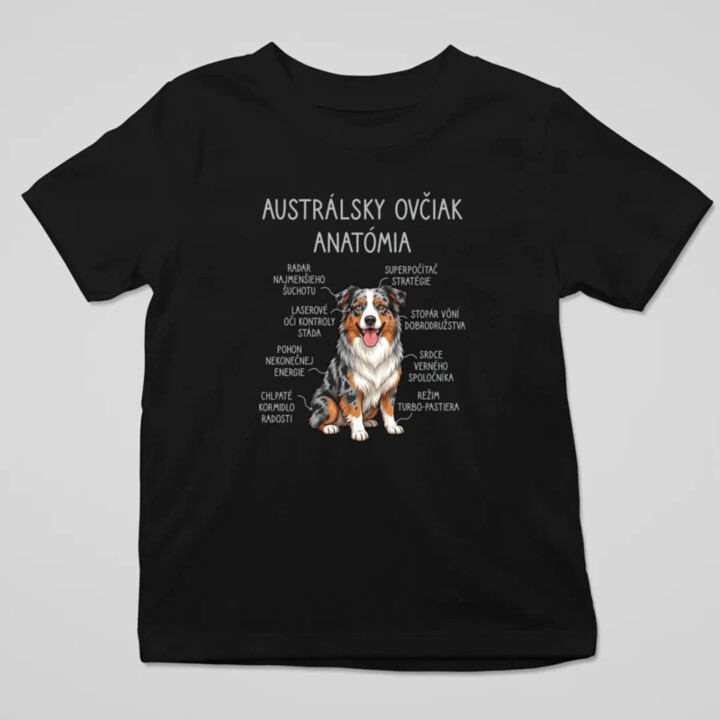 Austrálsky ovčiak – anatómia - detské tričko s potlačou
