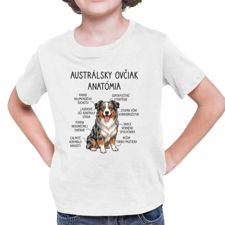 Austrálsky ovčiak – anatómia - detské tričko s potlačou