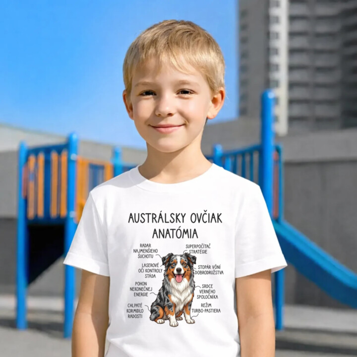 Austrálsky ovčiak – anatómia - detské tričko s potlačou