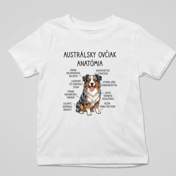 Austrálsky ovčiak – anatómia - detské tričko s potlačou