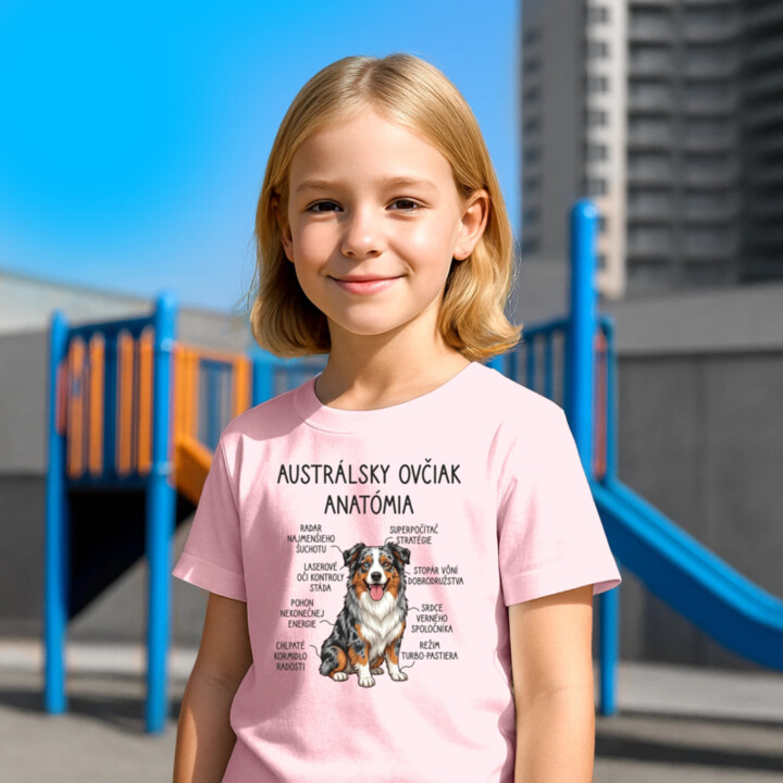 Austrálsky ovčiak – anatómia - detské tričko s potlačou