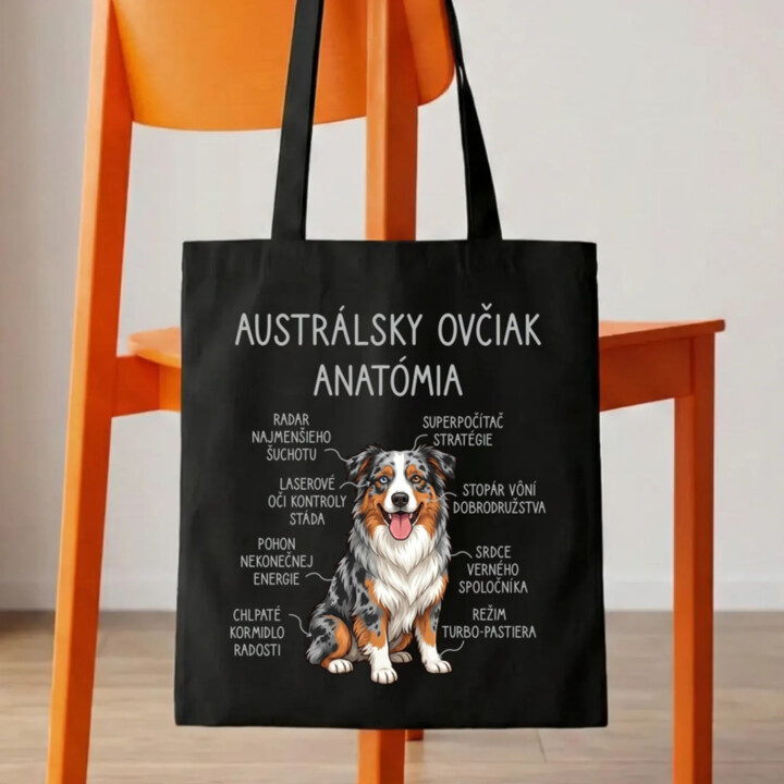 Austrálsky ovčiak – anatómia - taška s potlačou