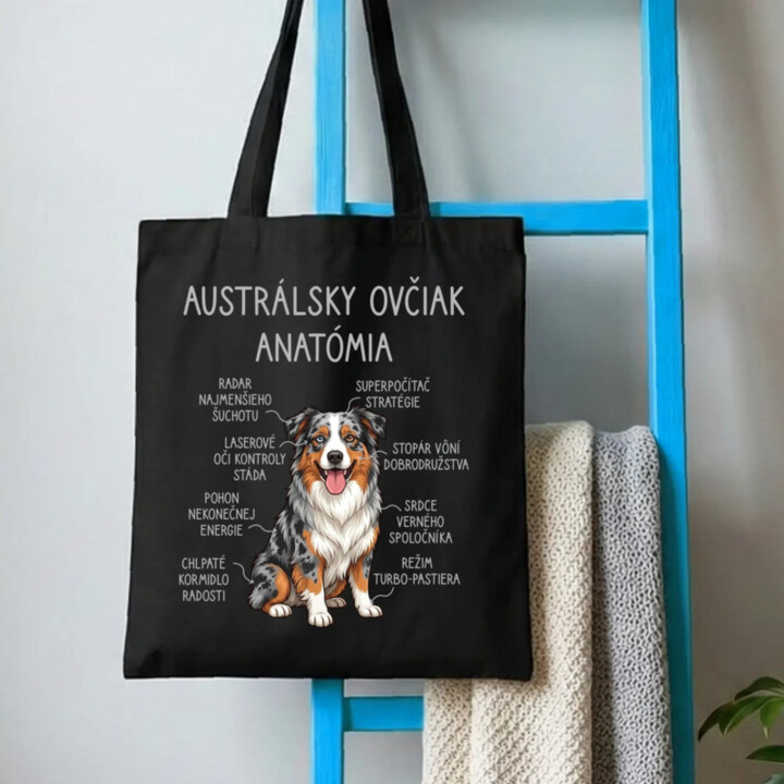 Austrálsky ovčiak – anatómia - taška s potlačou