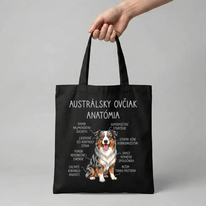 Austrálsky ovčiak – anatómia - taška s potlačou