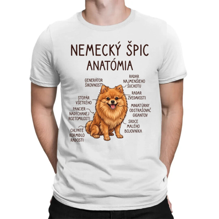 Nemecký špic – anatómia - pánske tričko s potlačou