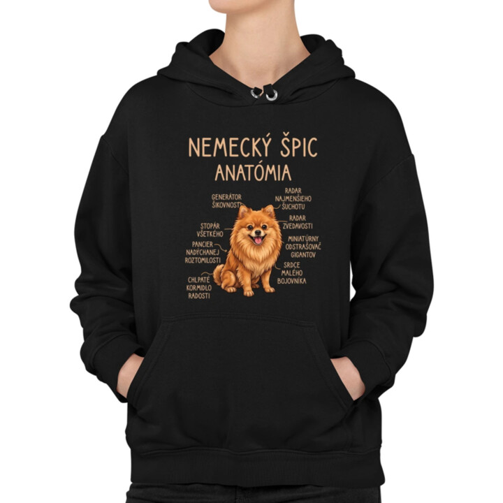 Nemecký špic – anatómia  - dámska mikina s potlačou