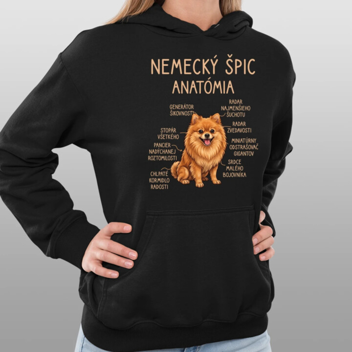 Nemecký špic – anatómia  - dámska mikina s potlačou