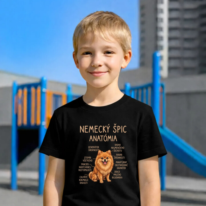 Nemecký špic – anatómia - detské tričko s potlačou