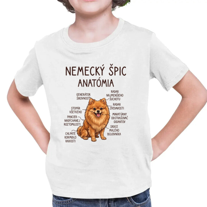 Nemecký špic – anatómia - detské tričko s potlačou