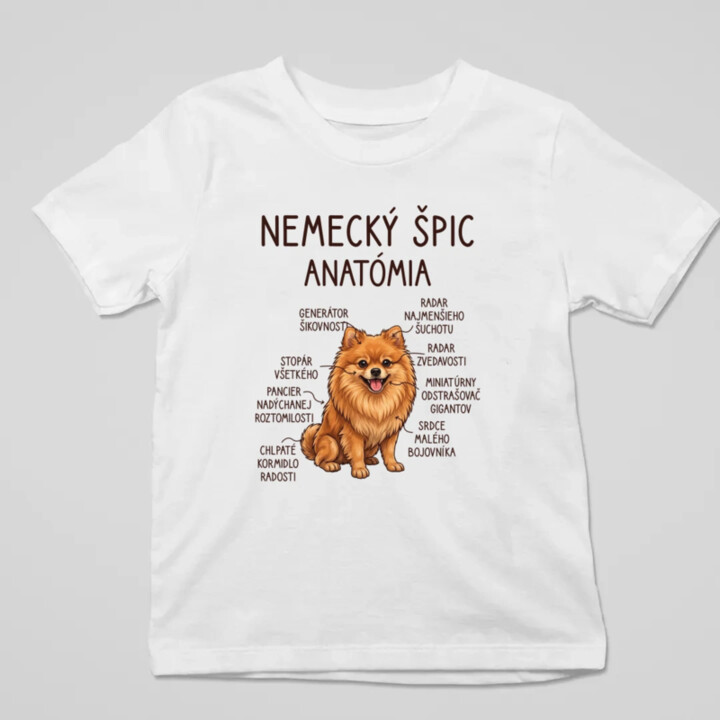 Nemecký špic – anatómia - detské tričko s potlačou