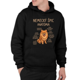 Nemecký špic – anatómia  - pánska mikina s potlačou