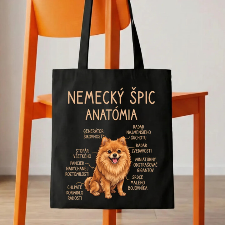 Nemecký špic – anatómia - taška s potlačou