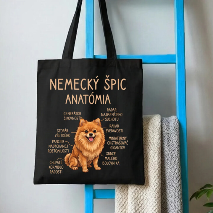 Nemecký špic – anatómia - taška s potlačou