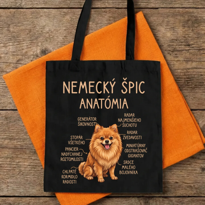 Nemecký špic – anatómia - taška s potlačou