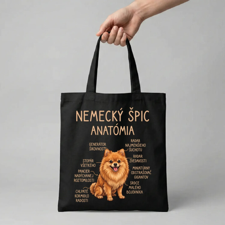 Nemecký špic – anatómia - taška s potlačou